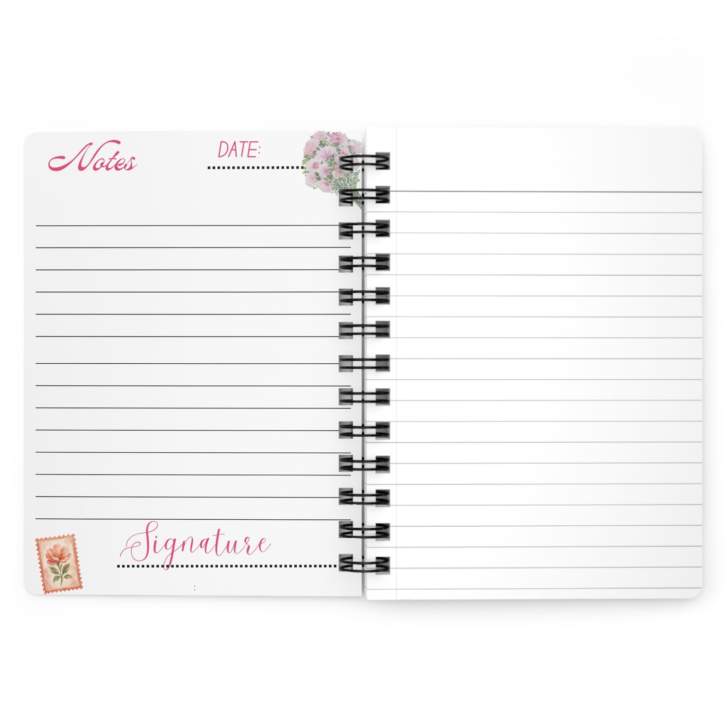 Floral Vintage Spiral Journal — My Journal Pink Rose Notebook
