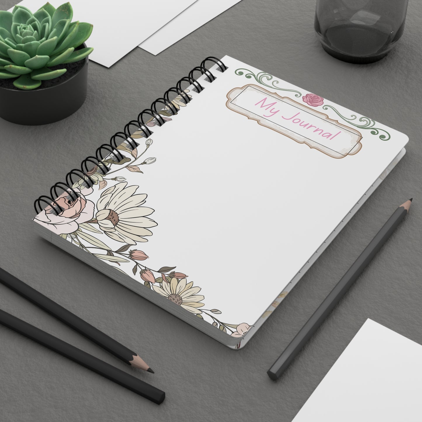 Floral Spiral Journal — "My Journal" / Inspirational Floral Notebook
